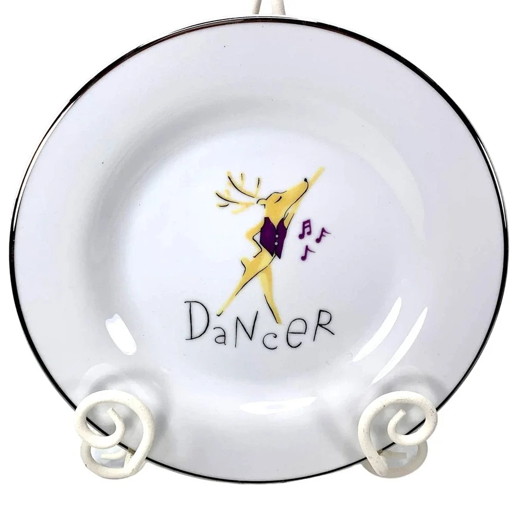 Pottery Barn DANCER REINDEER Dessert Salad Plate 8.5